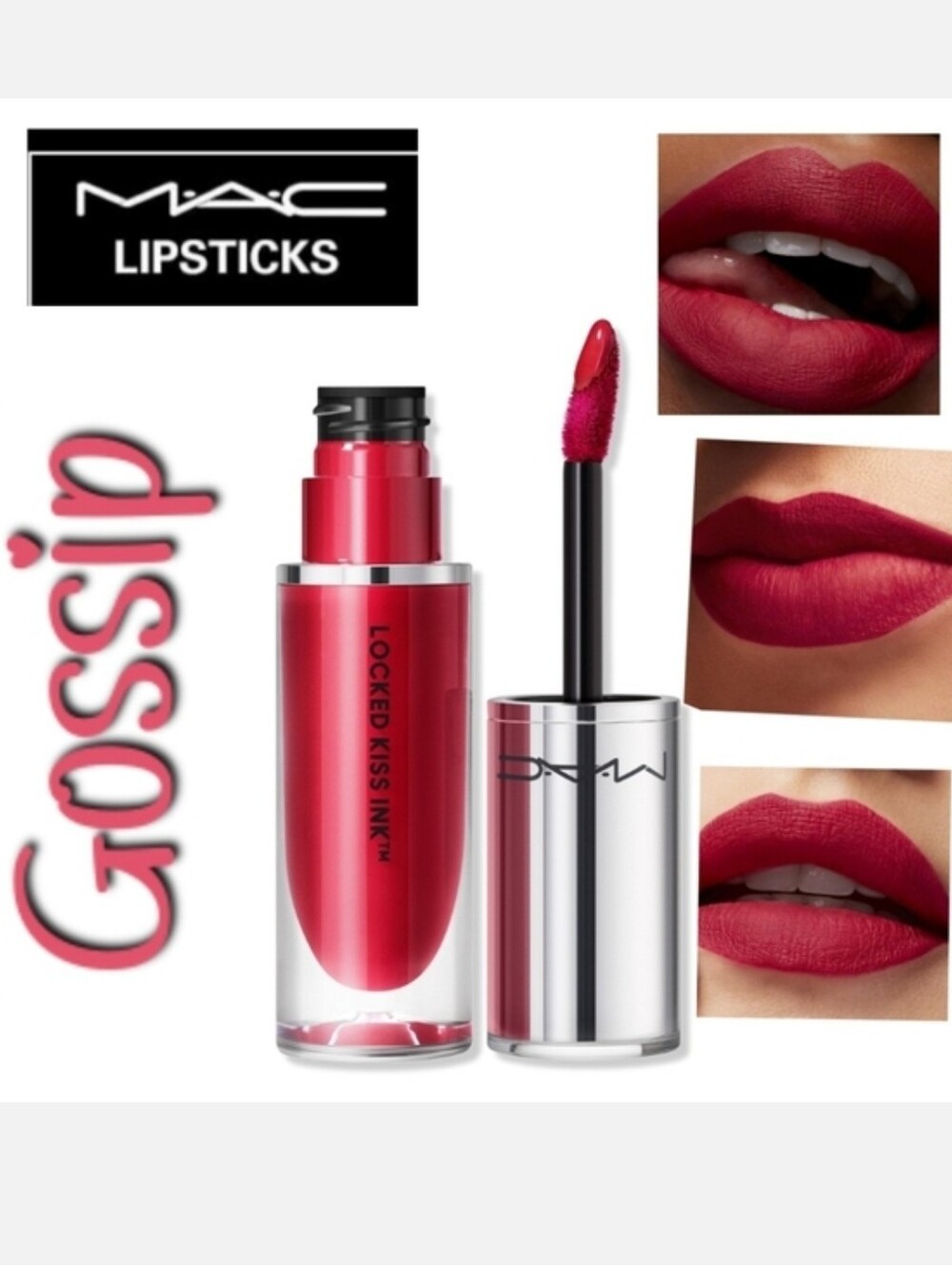 Mac Locked Kiss Ink 24 Hour Lip Colour Gossip Fuchsia Pink Brand New in Box